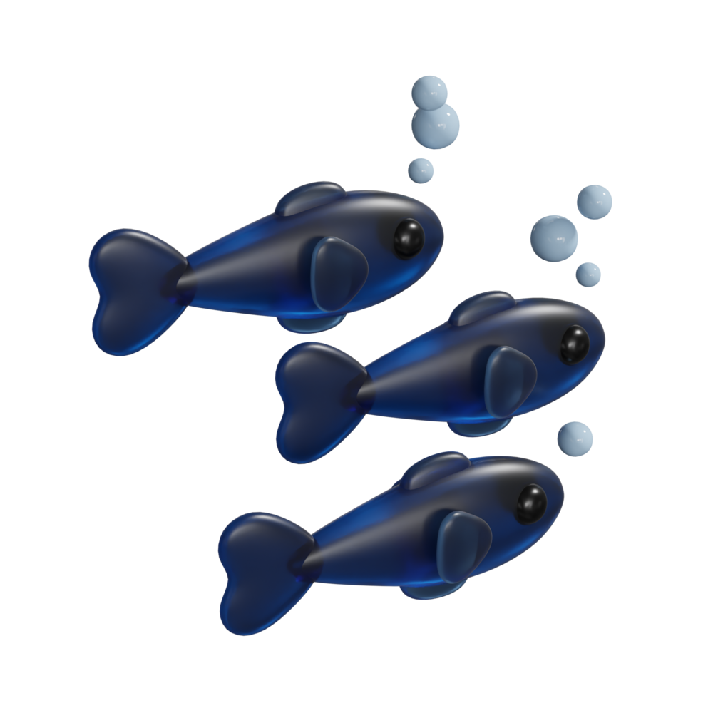 Three connected fish